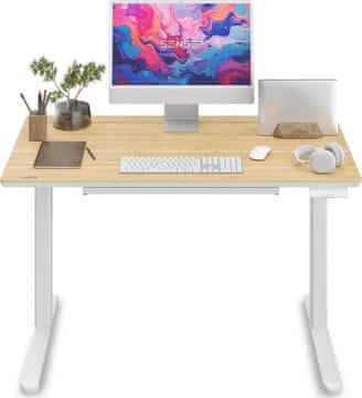 SENSE7 Električna pisalna miza NEWAI, bambus, 120x60 cm, bela