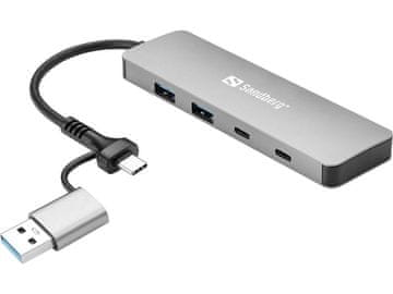 Sandberg USB-C/A na 2xUSB-A+2xUSB-C razdelilnik