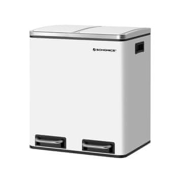 Songmics Koš za odpadke 30 l bele barve