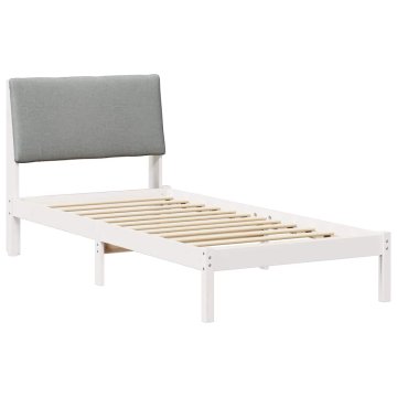 Vidaxl Kovinska posteljna konstrukcija Bela in svetlo siva 90 x 190 cm