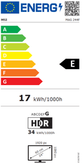 MSI MAG 244F monitor, 60,5cm (23,8), FHD, IPS, 200Hz, 0,5ms (9S6-3BC41H-012)