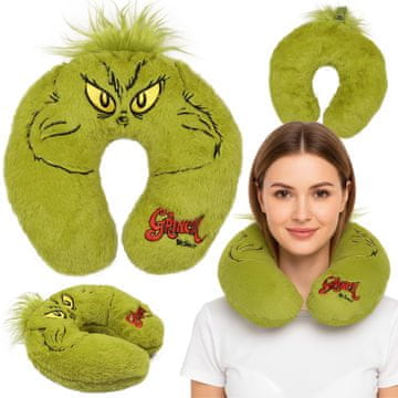sarcia.eu Grinch Zelena, kosmata potovalna blazina, BLAZINA ZA LETALO/AVTO 32x32 cm