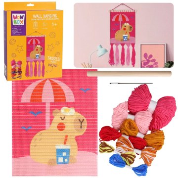 sarcia.eu WOW BOX - Makrame KAPIBARA na plaži, Kreativni komplet za vezenje, DIY dekoracija za steno 6+