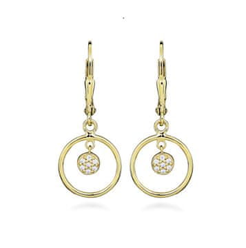 Silver Cat Modni pozlačeni viseči uhani s cirkoni SC582