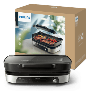 Philips Serija 5000 namizni žar, 2400 W, 5 stopenj, črna/srebrna (HD6212/90)