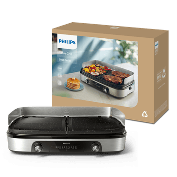 Philips Serija 5000 namizni žar, 2400 W, 5 stopenj, črna/srebrna (HD6222/90)