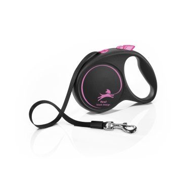 Flexi Leash Black Design M pas 5m črno-rožnate barve