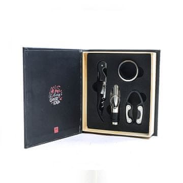 Mhome 4-delni set za vino Sommelier / več napisov / inox, plastika