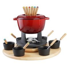 Eva Fondi ghiza vrtljiv podstavek / 24-delni / rdeč / litoželezo, les