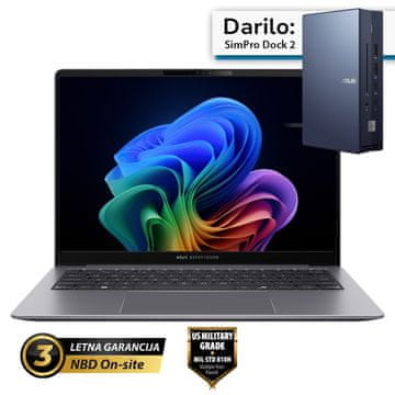 ASUS ExpertBook P5 14" (35,56cm) WQXGA Ultra 7 258V 32GB 1TB Windows 11 Pro (P5405CSA-WB75D0X) prenosni računalnik + darilo: ASUS dock