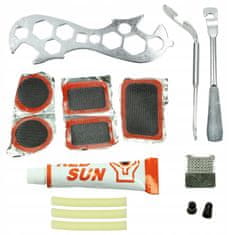 Korbi Komplet za popravilo zračnice – ključ, obliži, lepilo in plastične palice za kolo
