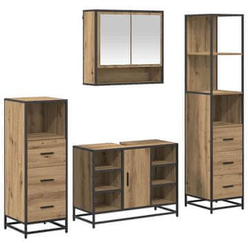 Vidaxl Komplet pohištva za kopalnico s predalom 4 pcs Umetni hrast