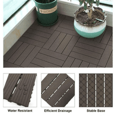 Smania Povezljive PVC plošče z imitacijo lesa – 12x (30x30cm) DeckLock - Siva | Talne ploščice z imitacijo lesa | Klik sistem