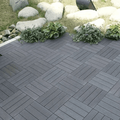 Smania Povezljive PVC plošče z imitacijo lesa – 12x (30x30cm) DeckLock - Siva | Talne ploščice z imitacijo lesa | Klik sistem