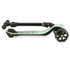 MoMi SAN otroški skiro, zložljiv, 3 kolesa, LED osvetlitev, zeleno-črn
