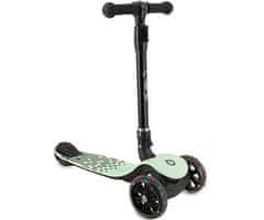 MoMi SAN otroški skiro, zložljiv, 3 kolesa, LED osvetlitev, zeleno-črn