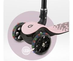 MoMi SAN otroški skiro, zložljiv, 3 kolesa, LED osvetlitev, roza-črn