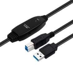 Kabel aktivni USB 3.2 Gen 1 A-B 10m M-M Črn