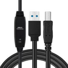 Kabel aktivni USB 3.2 Gen 1 A-B 10m M-M Črn