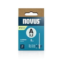 Novus Zakovice tip A 3,2 x 8 mm, aluminij 30 kos