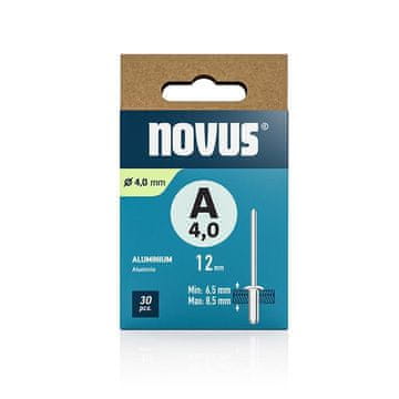 Novus Zakovice tip A 4 x 12 mm, aluminij 30 kos