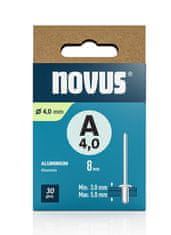 Novus Zakovice tip A 4 x 8 mm, aluminij 30 kos