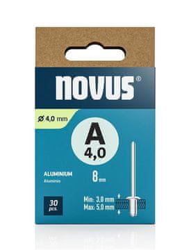 Novus Zakovice tip A 4 x 8 mm, aluminij 30 kos