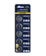 Esperanza Esperanza CR2025 Litijeve baterije, 5 kosov v blisterju