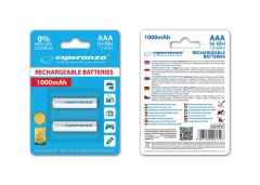 Esperanza  Ni-MH AAA Polnilne Baterije 1000mAh 2 kom, bele