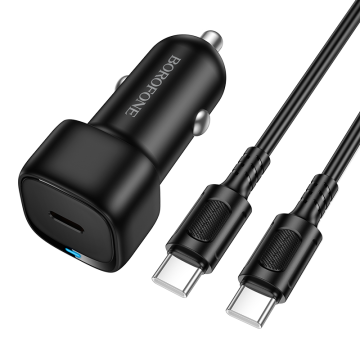 Borofone BZ34A avtopolnilec PD 20W QC 3.0 s kablom Type C - Type C 1m - črn