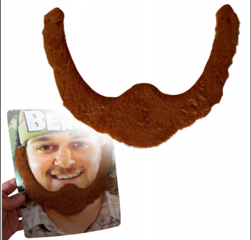 Korbi Umetna samolepljiva brada – rjava, idealna za Halloween in kostume