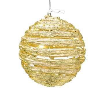 Novoletna zlata krogla z 10 led lučkami 15cm / ratan