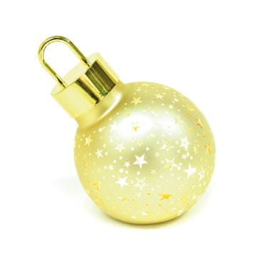 Mhome Steklena krogla z LED lučkami 18x12xh14,5cm / zlata / na baterije / več vzorcev / steklo, pvc