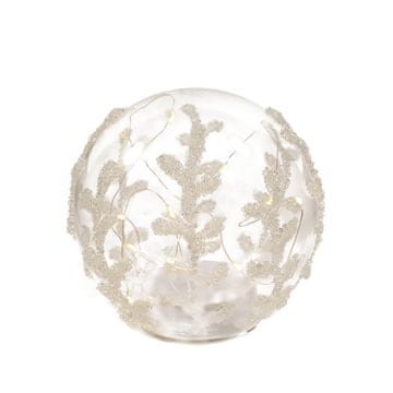 Mhome Novoletna krogla s perlami in lučkami 15cm / steklo, pvc