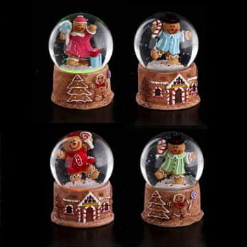 StarDeco Snežna krogla Medenjak z led lučko 6,5xh8,5cm / več vzorcev / pvc, steklo