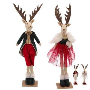 StarDeco Novoletna figura Jelen 13x7xh47cm / več vzorcev / tekstil