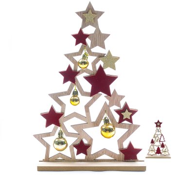 Mhome Novoletna smrečica z okraskii 30x6xh45cm / več vzorcev / les