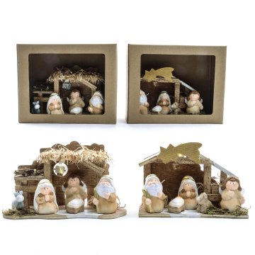 Mhome Jaslice 20,5x8xh14cm / več vzorcev / keramika, les