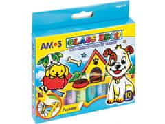 AMOS Komplet barv za steklo AMOS Glass Deco, 10x10,5 ml + šablone
