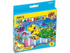 AMOS Komplet barv za steklo AMOS Glass Deco, 6x10,5 ml + šablone