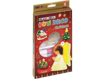 AMOS Božični set barv za vitraž AMOS Glass Deco Sun Deco Christmas, 6x10,5 ml + 6 šablon