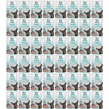 shumee Brit Care Mini vrečka z lososom in sledom 48 x 85 g