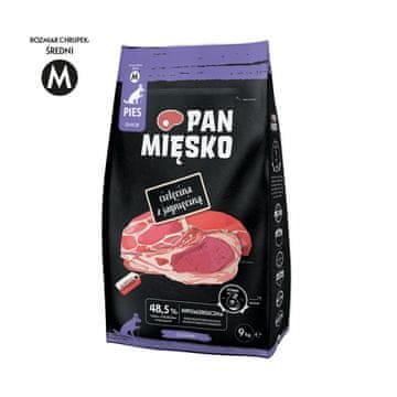 Pan Mięsko PAN MIĘSKO Teletina z Jagnjetino Senior Hrustljavo M - Suha hrana za pse - 9kg