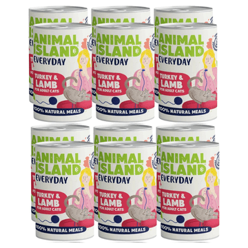 shumee ANIMAL ISLAND puran in jagnjetina za mačke 12 x 400 g