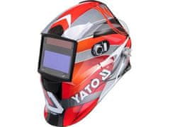 YATO Varilna čelada Yato YT-73921 z avtomatskim filtrom, črna/rdeča/srebrna