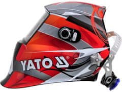 YATO Varilna čelada Yato YT-73921 z avtomatskim filtrom, črna/rdeča/srebrna