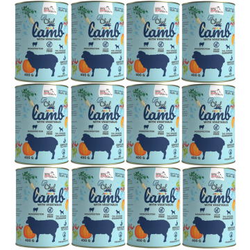 shumee SYTA MICHA jagnjetina z zelenjavo mokra hrana za pse v pločevinki 12 x 400 g