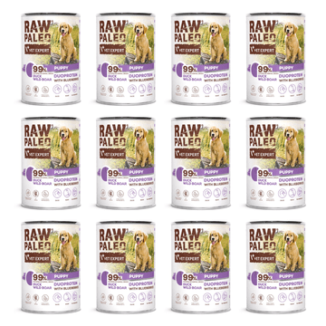 shumee Raw Paleo Duck&Boar Puppy Can mokra hrana za pse 12 x 400 g