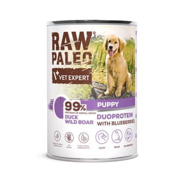 VetExpert VETEXPERT Raw Paleo Duoprotein piščanec & račji pes – mokra hrana za mladiče, 400g
