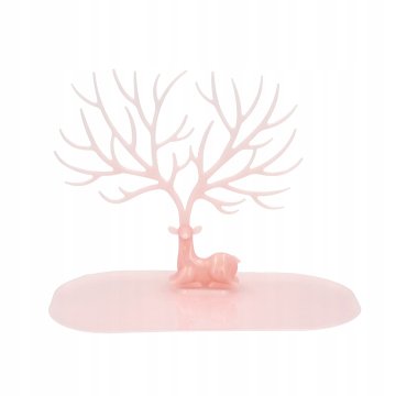 Korbi Stojalo – razstavni eksponent za nakit, organizator obešalnik za uhane in zapestnice, rožnat jelenček drevo